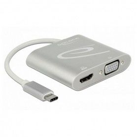 USB C to VGA/HDMI Adapter DELOCK 87705 15 cm Silver